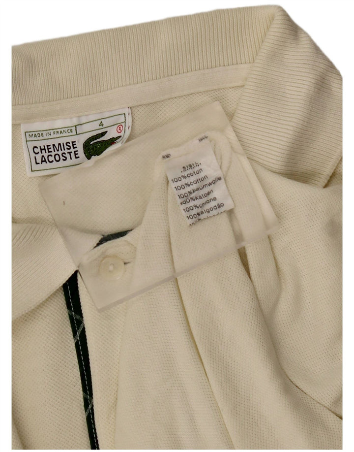 LACOSTE Mens Polo Shirt Size 4 Medium Off White Cotton