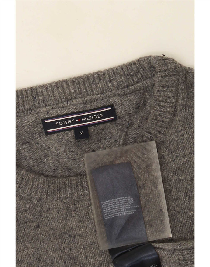 Tommy Hilfiger Mens Crew Neck Jumper Sweater Medium Grey Flecked Lambswool