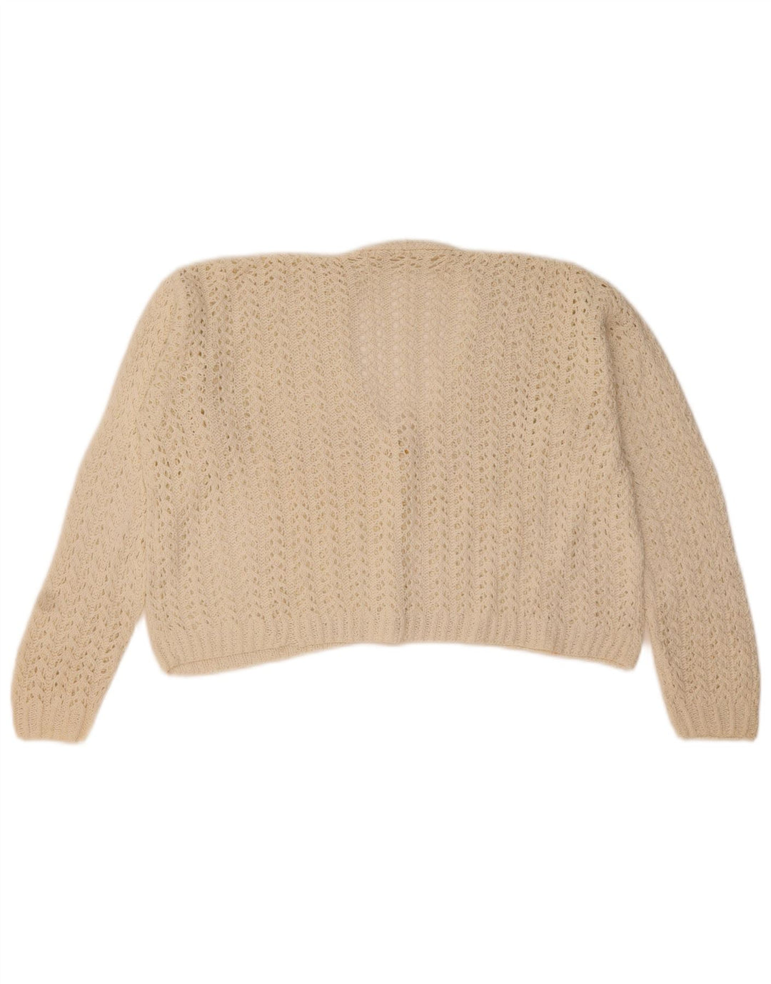 Vintage Womens Crop Cardigan Sweater UK 14 Medium White