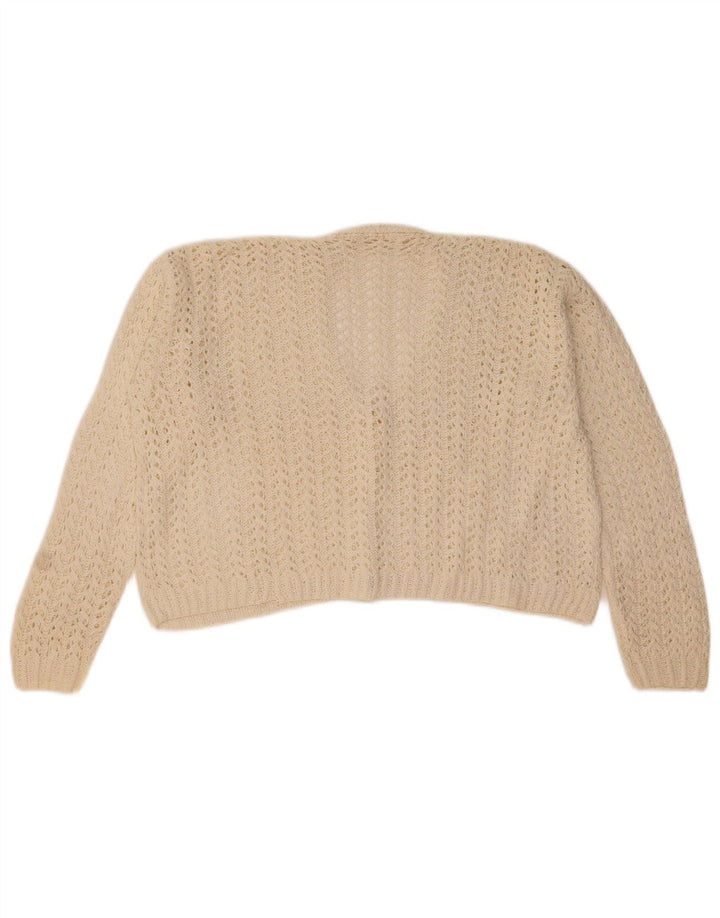 Vintage Womens Crop Cardigan Sweater UK 14 Medium White