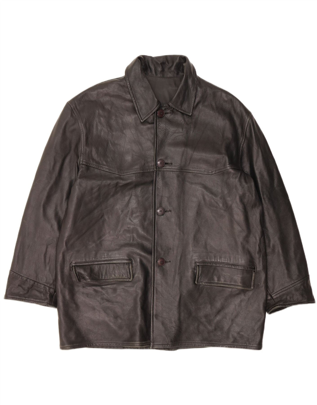 VINTAGE Mens Leather Jacket UK 42 XL Black Leather