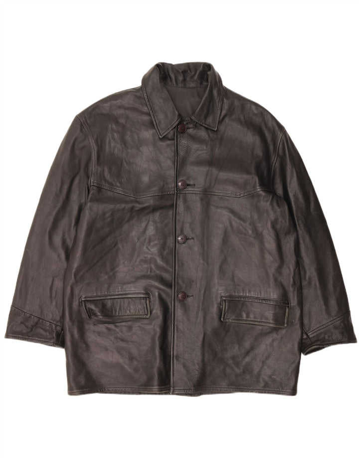 VINTAGE Mens Leather Jacket UK 42 XL Black Leather