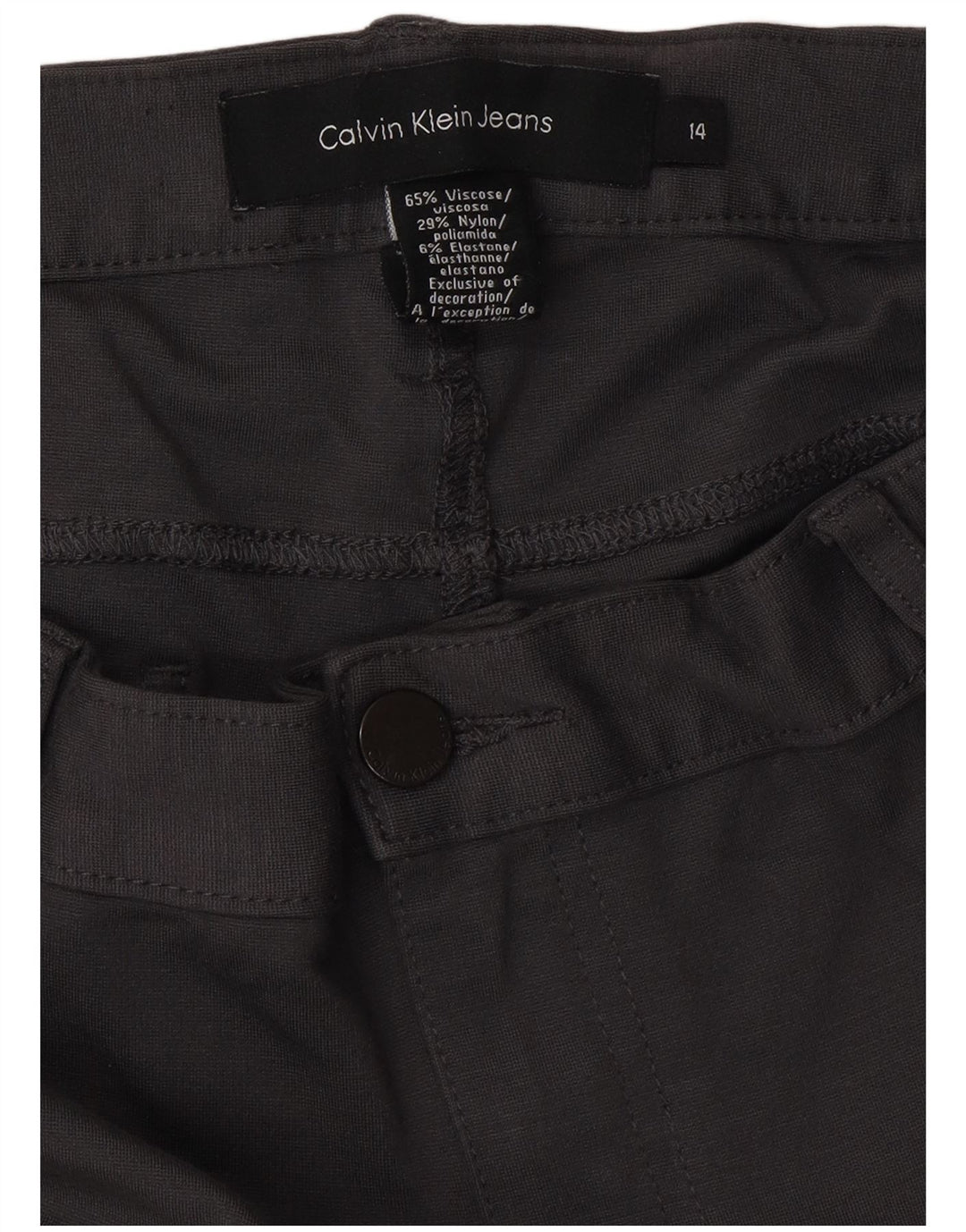 CALVIN KLEIN Womens Slim Casual Trousers US 14 XL W34 L32 Grey Viscose