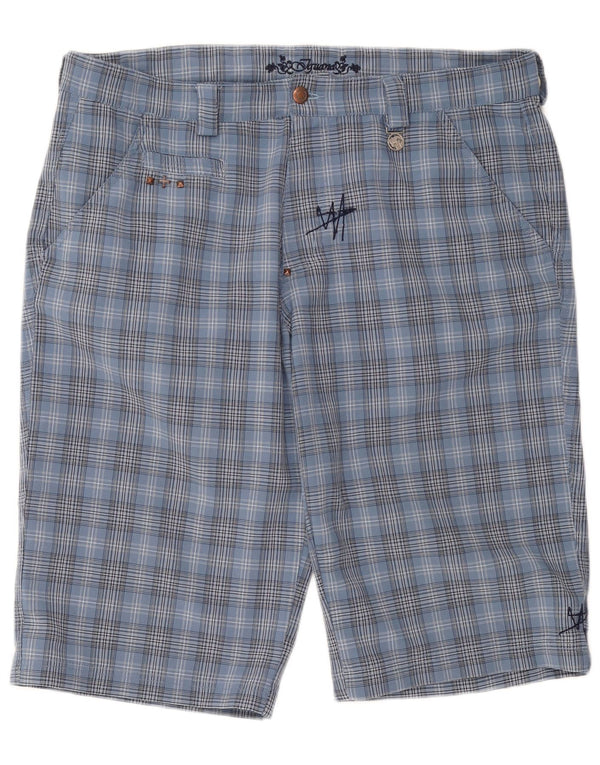 IGUANA Mens Chino Shorts W36 Large Blue Check Polyester