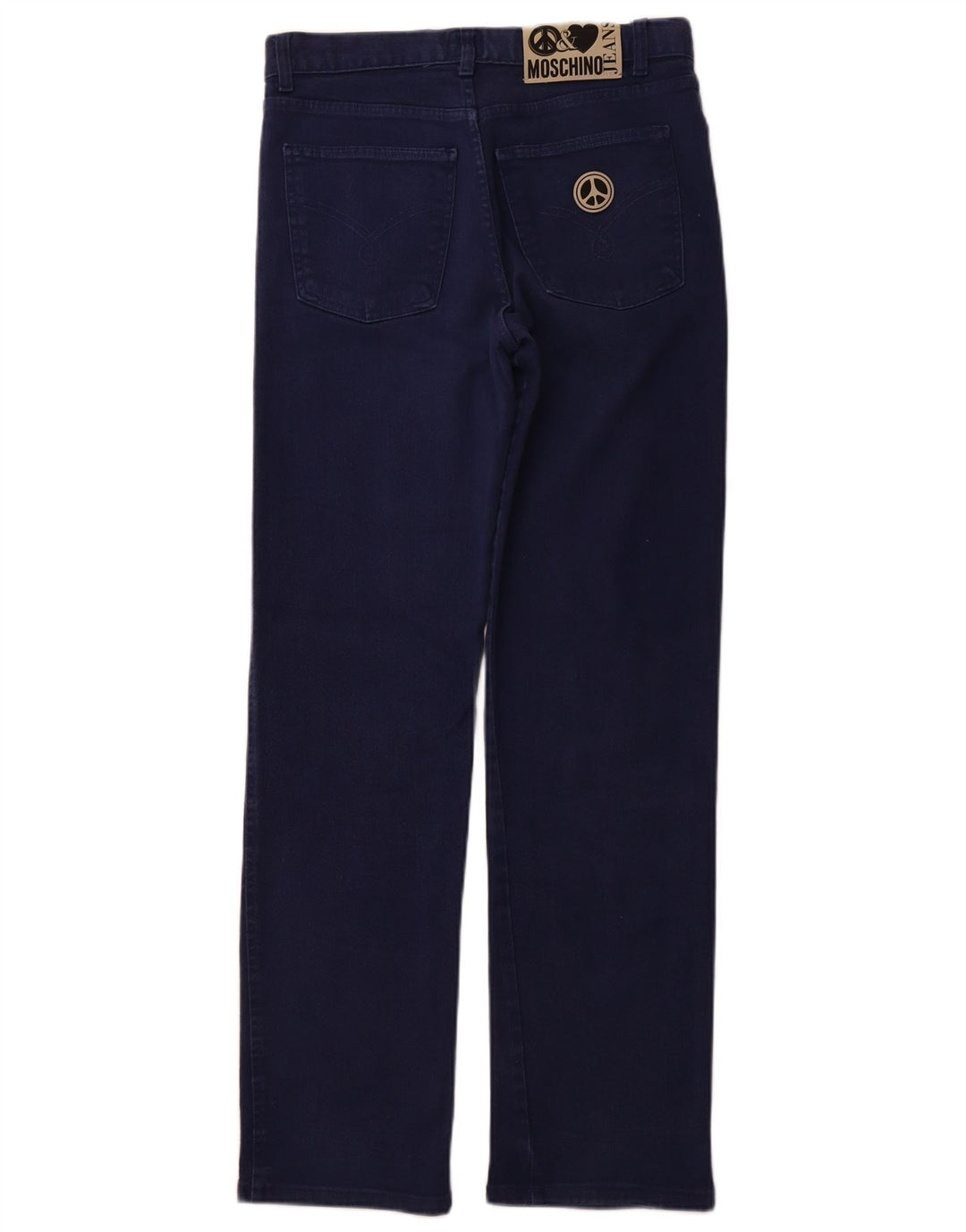 MOSCHINO Womens High Waist Straight Jeans W32 L32 Navy Blue Cotton