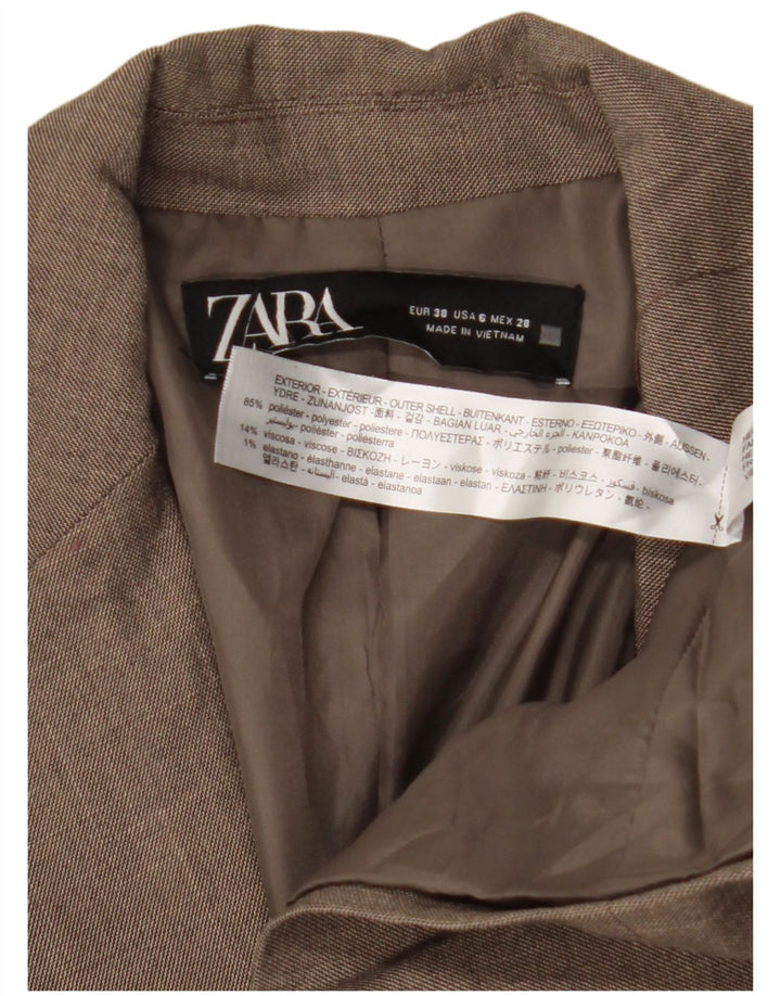 ZARA Womens 1 Button Blazer Jacket EU 38 Small Brown Polyester