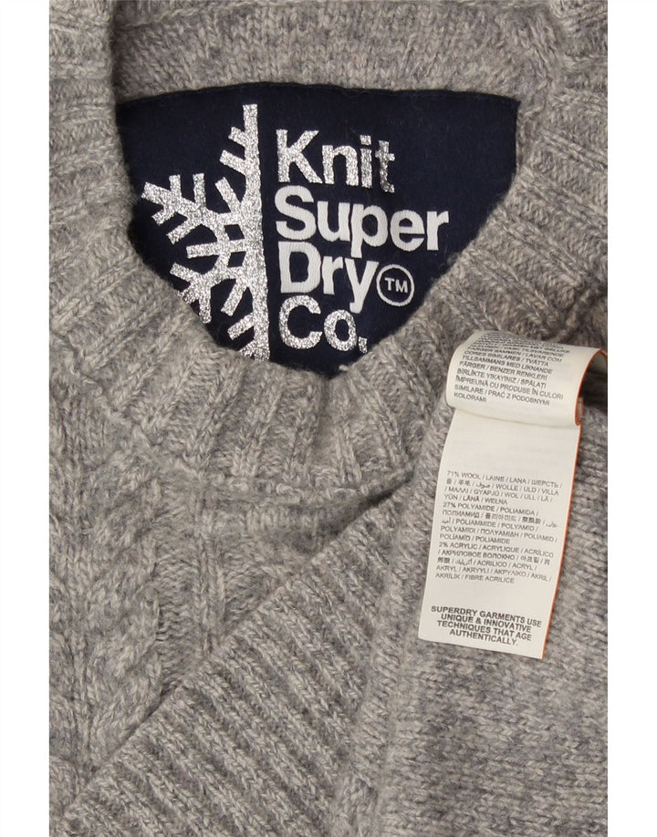 Superdry Womens Crew Neck Jumper Sweater UK 10 Small Grey Wool