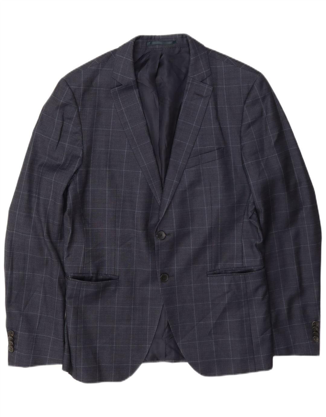 Hugo Boss Mens 2 Button Blazer Jacket UK 50 Large Navy Blue Check
