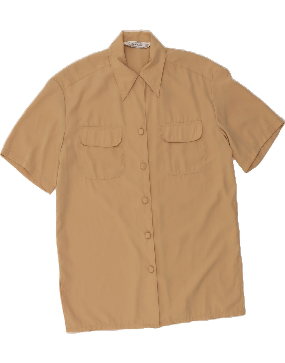 VINTAGE Womens Short Sleeve Shirt Blouse EU 38 Medium Beige Vintage Vintage and Second-Hand Vintage from Messina Hembry 