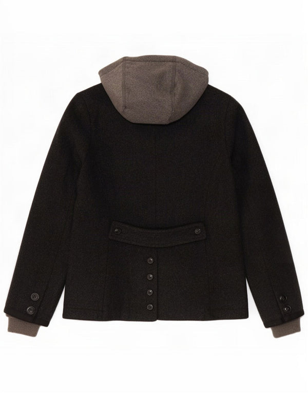 Superdry Girls 2 Button Hooded Blazer Jacket 11-12 Years Medium Grey Wool