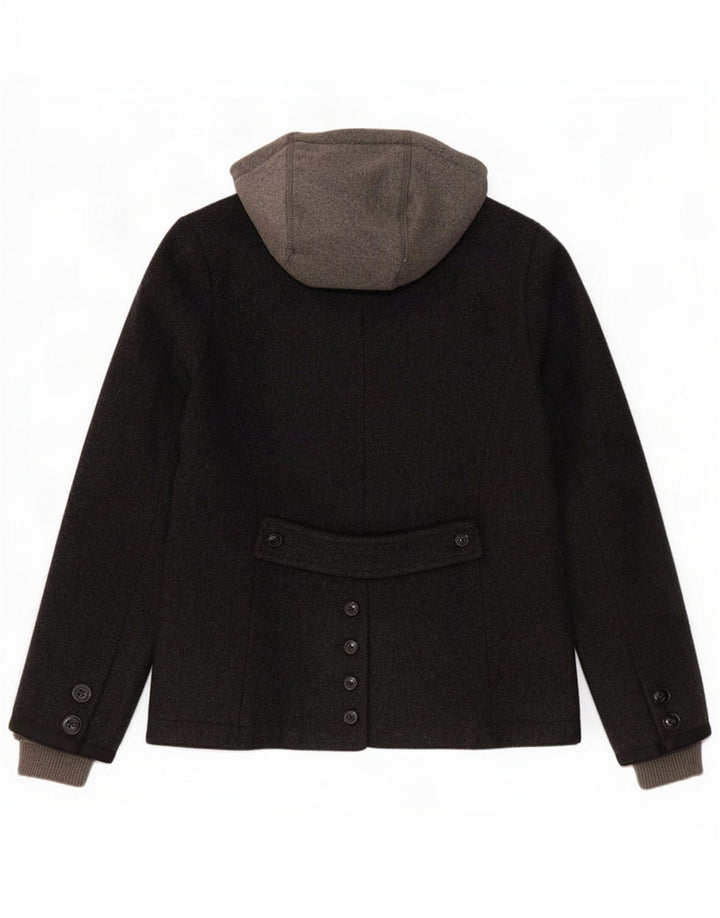 Superdry Girls 2 Button Hooded Blazer Jacket 11-12 Years Medium Grey Wool