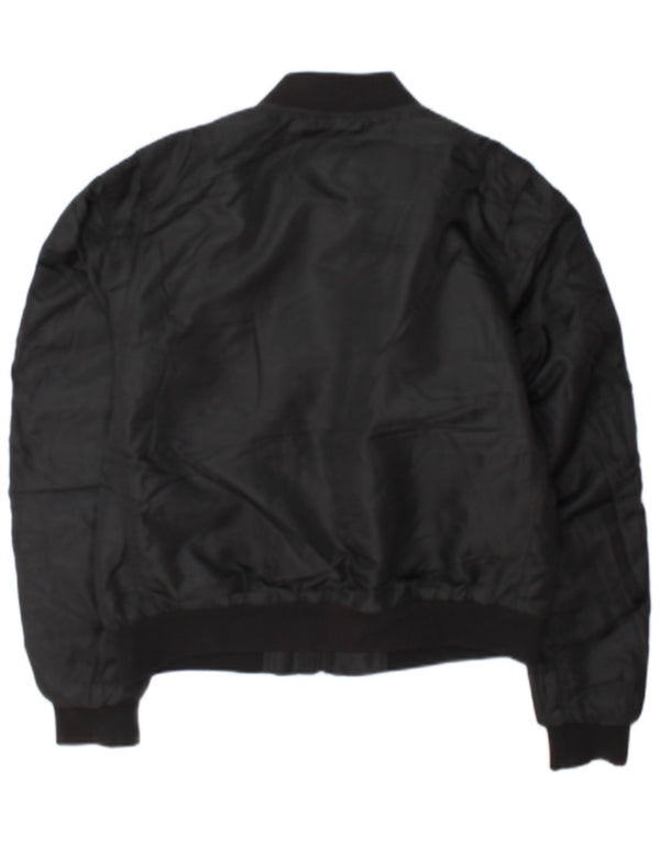 Superdry Womens Bomber Jacket UK 12 Medium  Black Polyester
