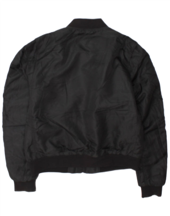 Superdry Womens Bomber Jacket UK 12 Medium  Black Polyester