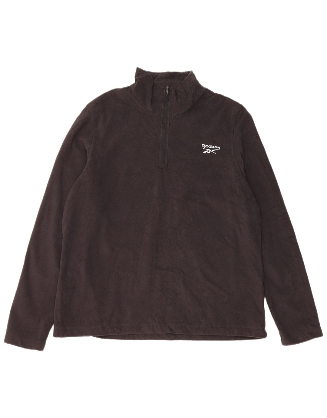 REEBOK Mens Zip Neck Fleece Jumper XL Black Polyester