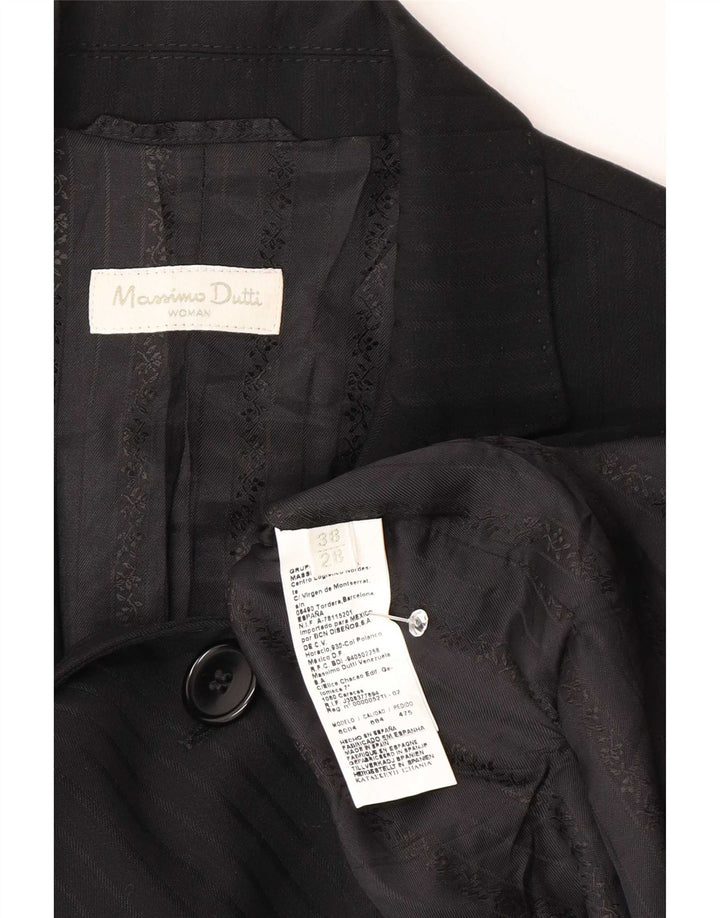 Massimo Dutti Womens 2 Button Blazer Jacket EU 38 Small Black Pinstripe