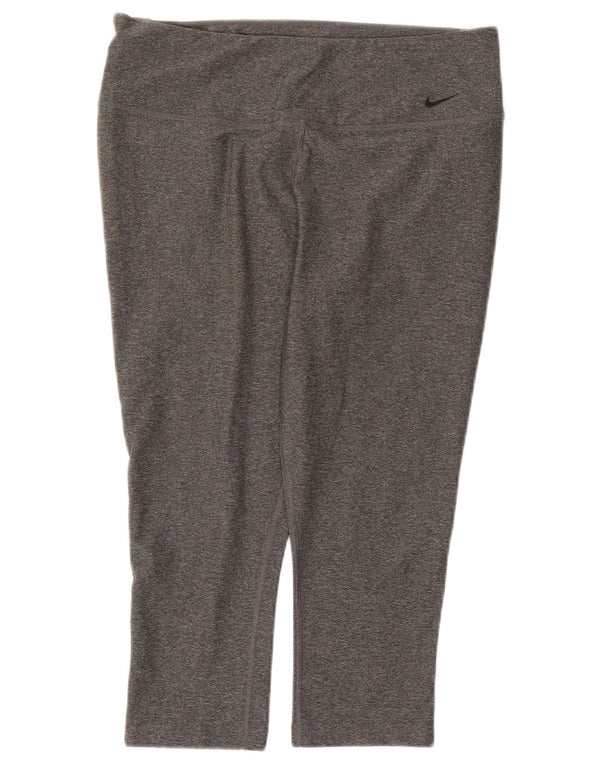Nike Womens Dri Fit Capri Leggings UK 16 Large Grey Polyester