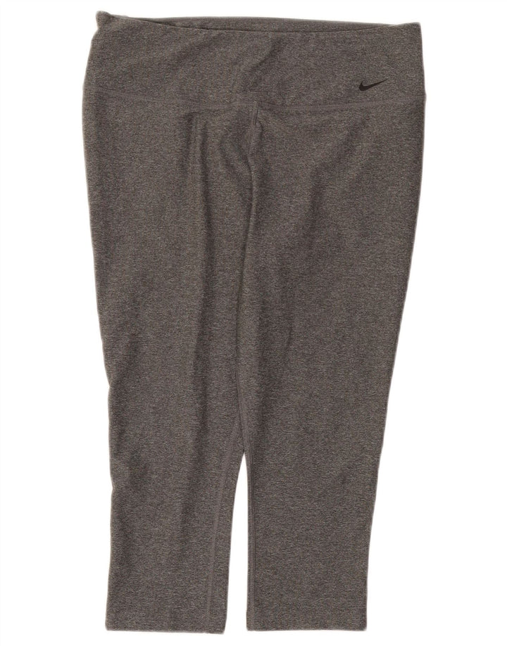 Nike Womens Dri Fit Capri Leggings UK 16 Large Grey Polyester