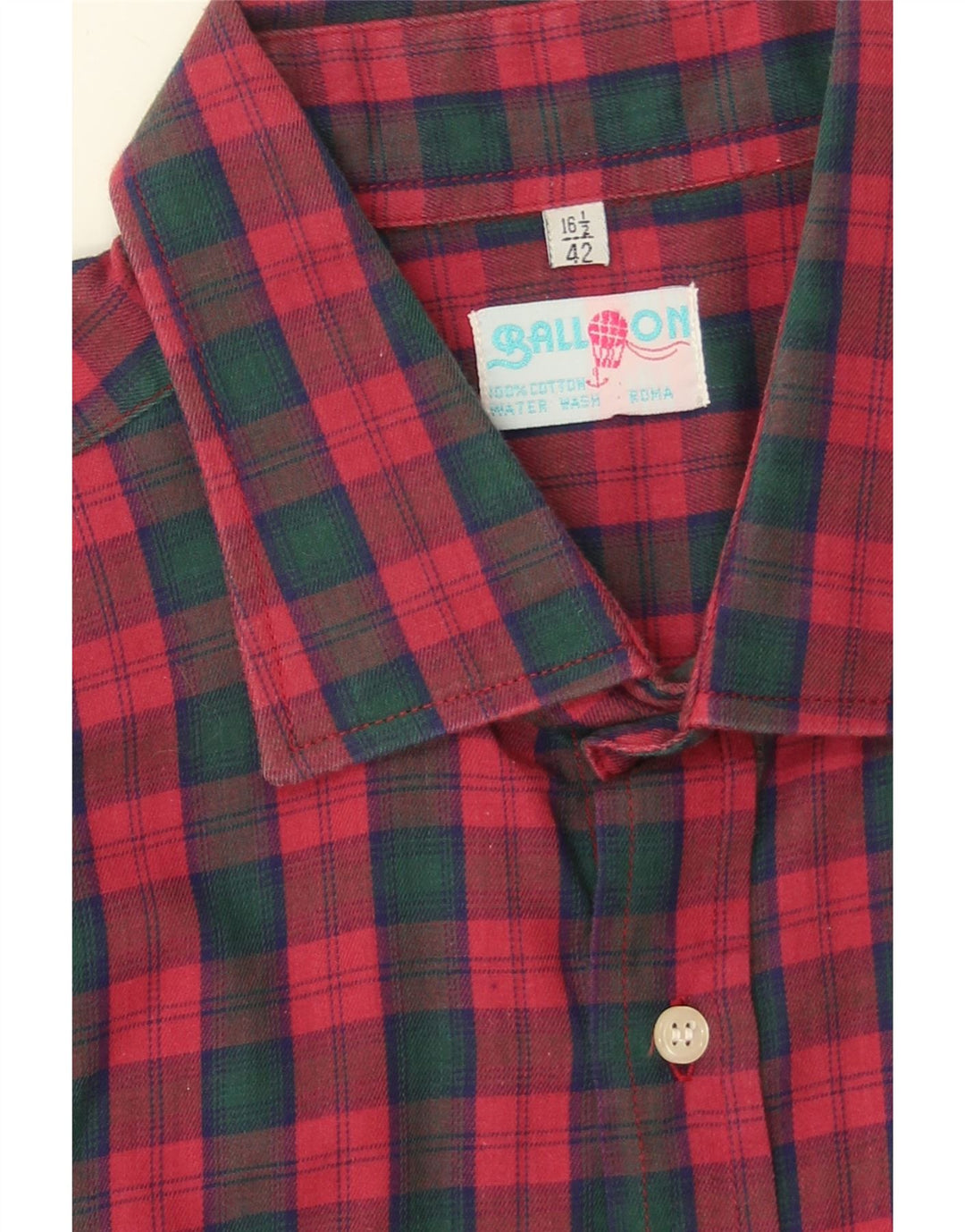 BALL ON Mens Flannel Shirt Size 42 Large Red Check Cotton Vintage Ball On and Second-Hand Ball On from Messina Hembry 