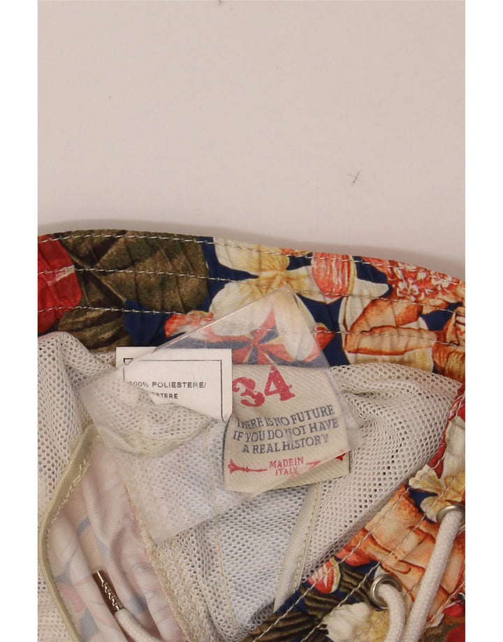 ROY ROGERS Mens Swimming Shorts Large Multicoloured Floral Polyester