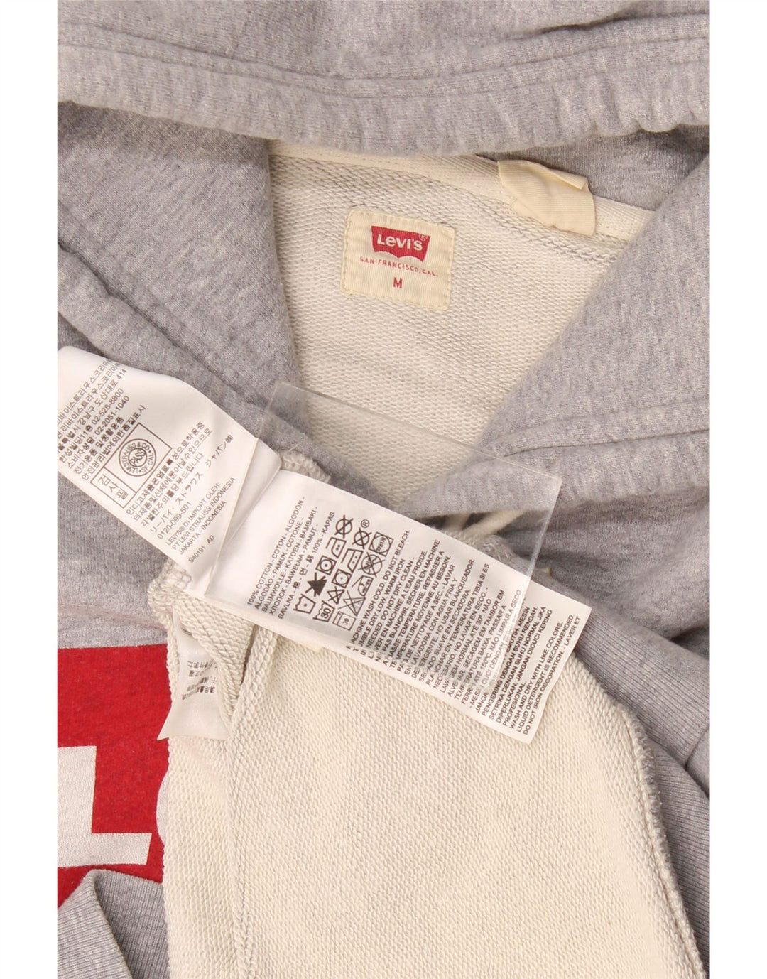 Levi's Mens Graphic Hoodie Jumper Medium Grey Flecked Cotton