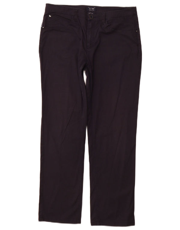 ARMANI Womens Magnolia Straight Casual Trousers W31 L28 Navy Blue Cotton