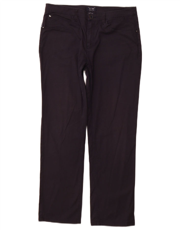 ARMANI Womens Magnolia Straight Casual Trousers W31 L28 Navy Blue Cotton