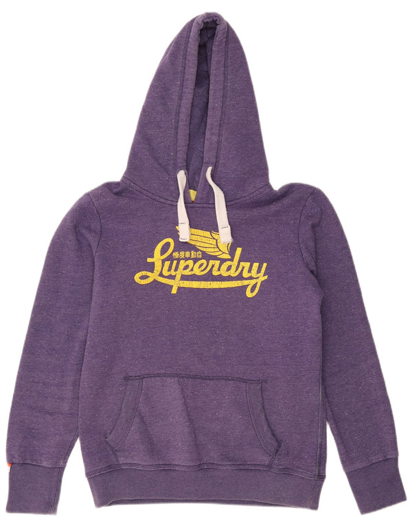 SUPERDRY Womens Graphic Hoodie Jumper UK 14 Large Purple Cotton