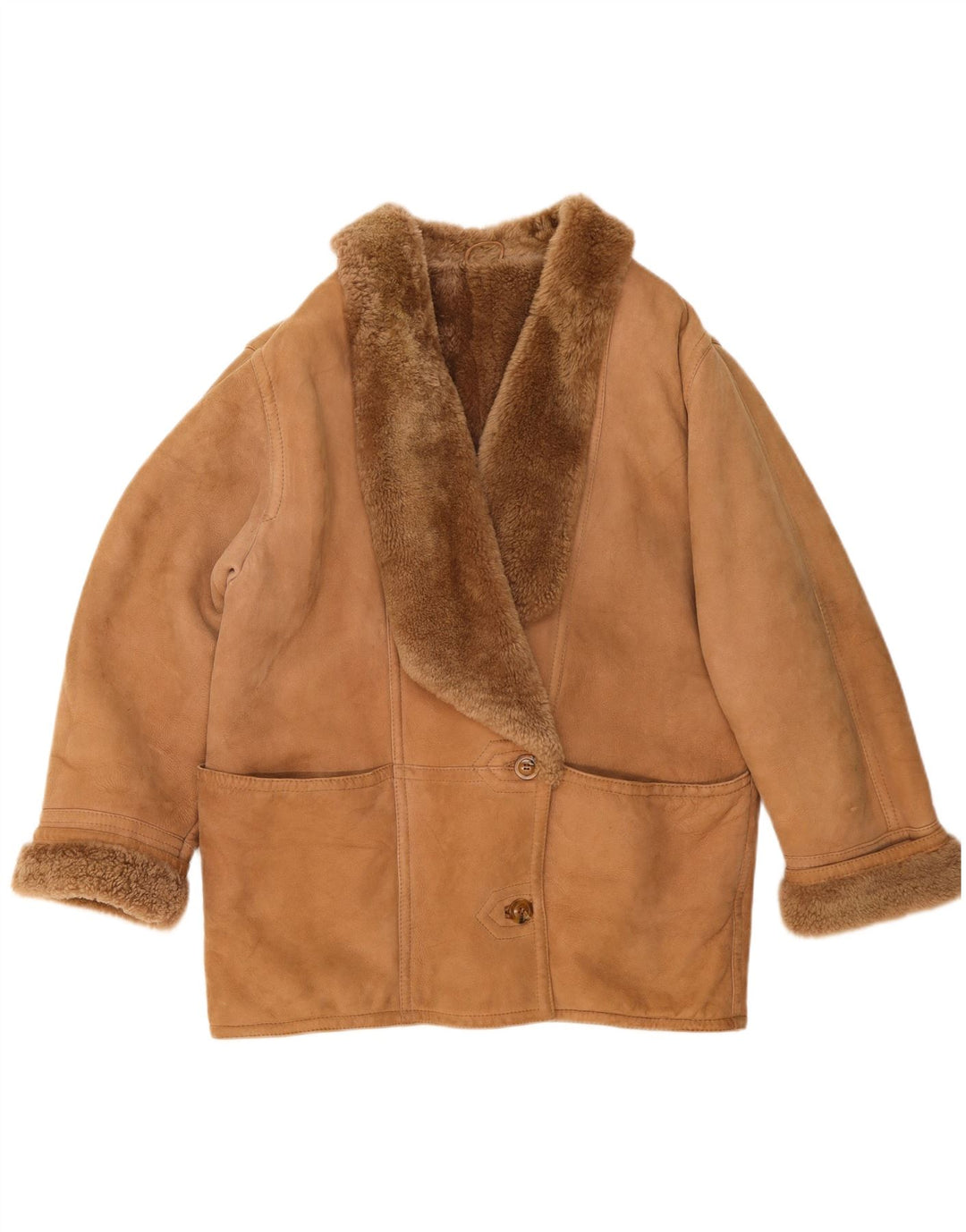 Christia Womens Shearling Jacket UK 20 2XL Beige