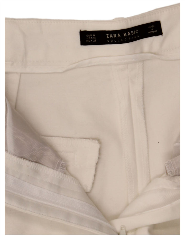 Zara Womens High Waist Chino Shorts Medium W28 White