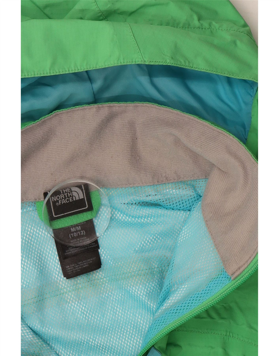 The North Face Girls Hooded Rain Jacket 10-11 Years Medium Green Nylon