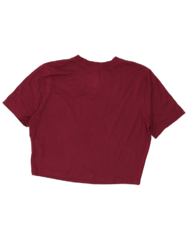 Nike Womens Crop Slim Fit T-Shirt Top UK 14 Large Burgundy Polyester