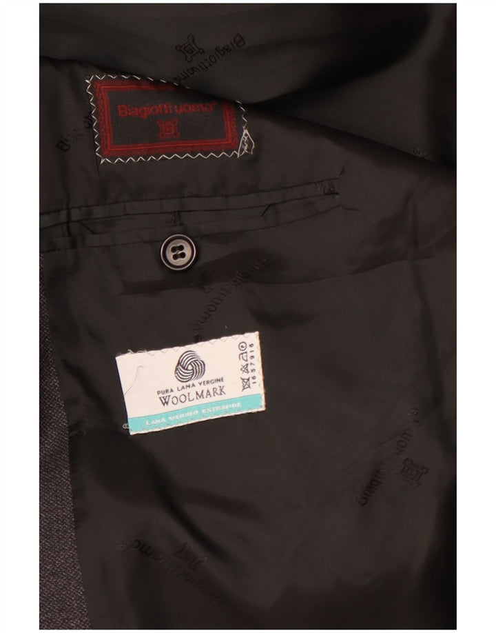 BIAGIOTTI Mens 3 Button Blazer Jacket UK 40 Large Grey Merino Wool