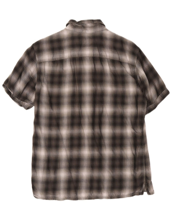 All Saints Mens Short Sleeve Shirt Medium Grey Check Lyocell