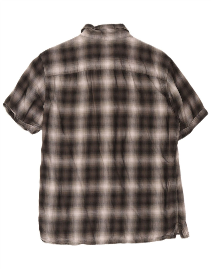 All Saints Mens Short Sleeve Shirt Medium Grey Check Lyocell
