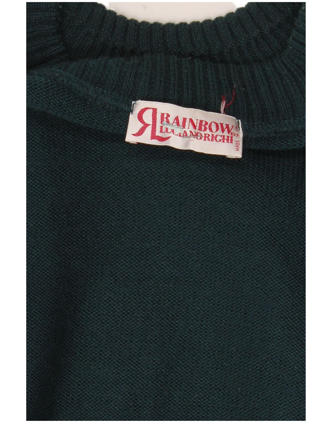 Vintage Mens Abstract Pattern Crew Neck Jumper Sweater Large Green Retro