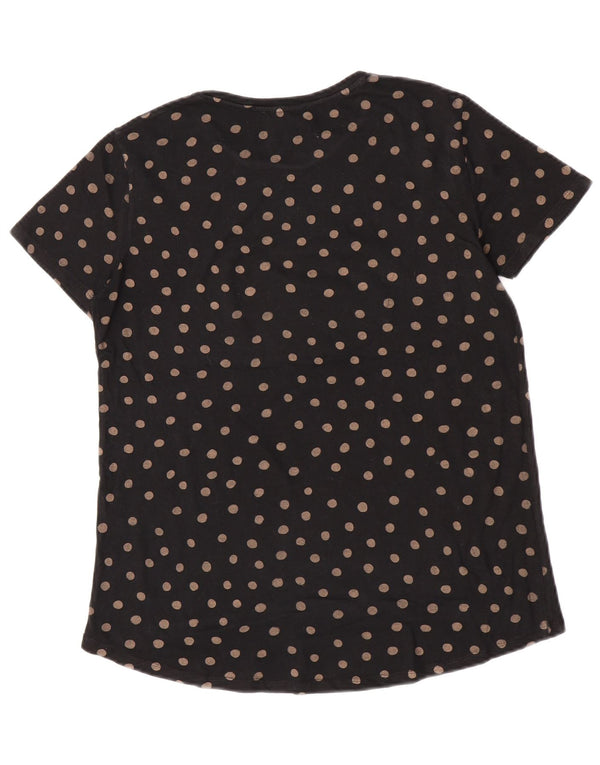 Zara Womens T-Shirt Top UK 10 Small Black Polka Dot