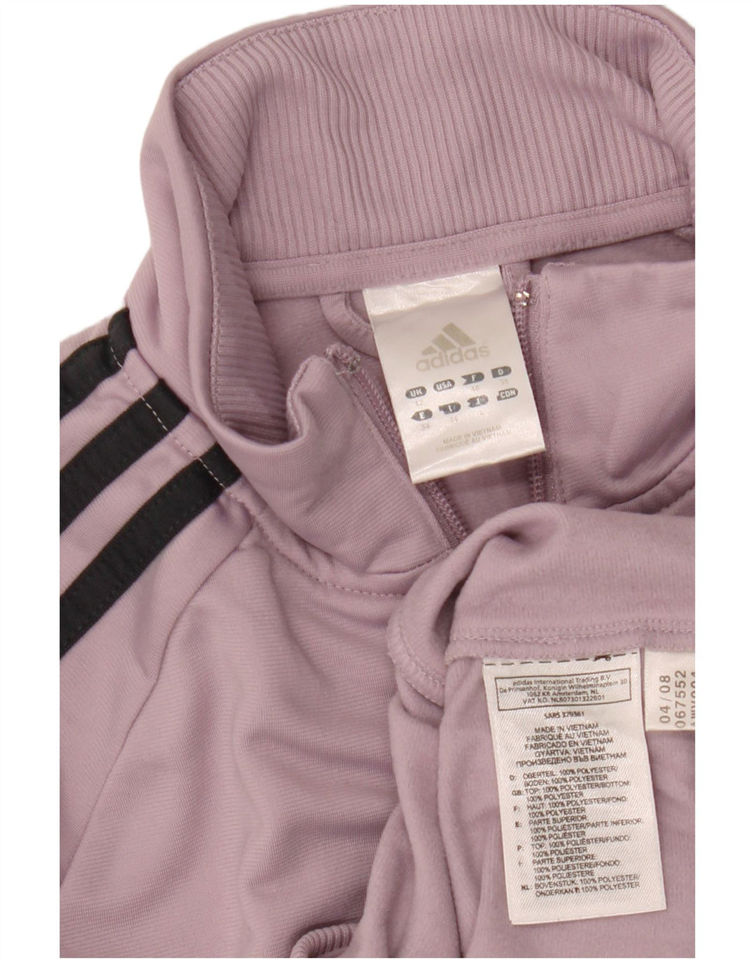 ADIDAS Womens Tracksuit Top Jacket UK 12 Medium Purple Cotton
