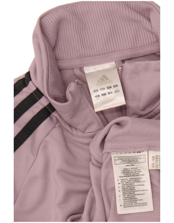 ADIDAS Womens Tracksuit Top Jacket UK 12 Medium Purple Cotton