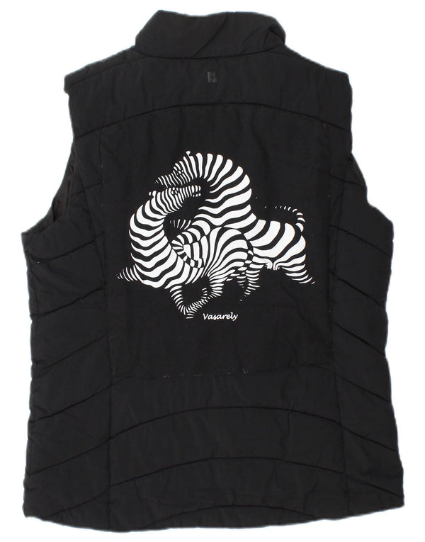 MOUNTAIN WAREHOUSE Womens Graphic Padded Gilet UK 14 Medium Black Nylon