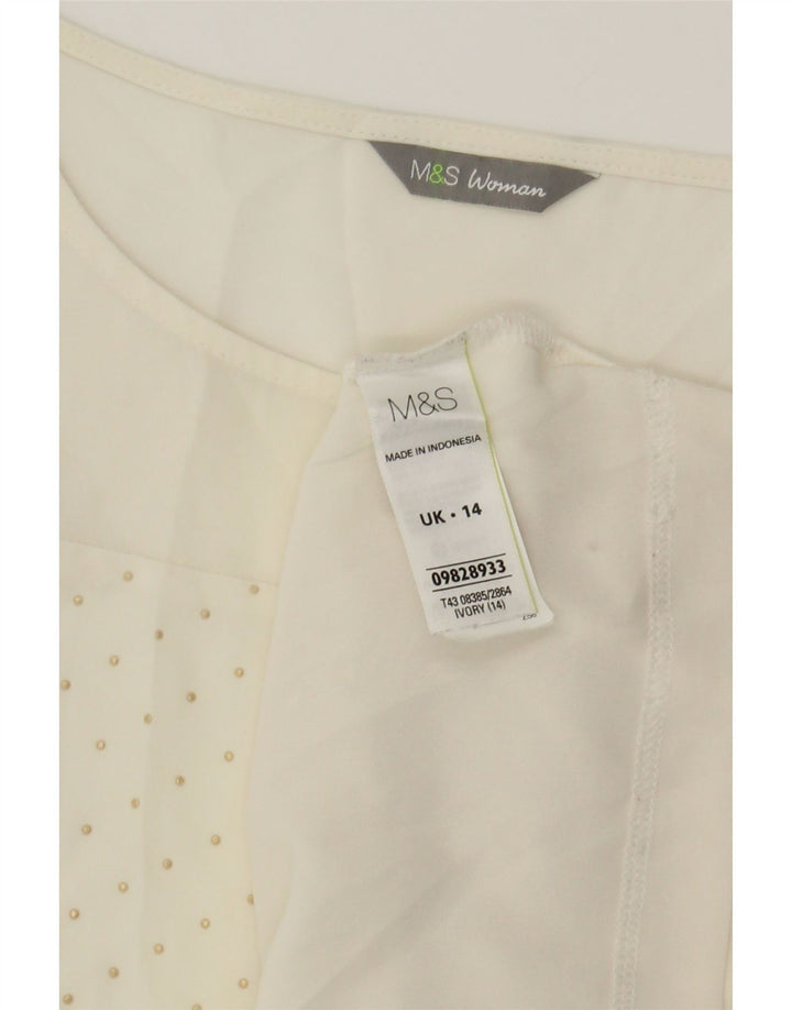 MARKS & SPENCER Womens Blouse Top UK 14 Large White Polyester Vintage Marks & Spencer and Second-Hand Marks & Spencer from Messina Hembry 