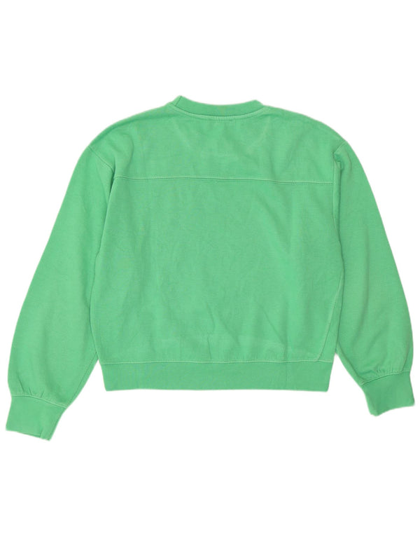 Zara Womens Crop Sweatshirt Jumper UK 14 Medium Green Cotton