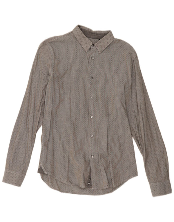 Sisley Mens Shirt Size 40 15 3/4 Medium Grey Pinstripe Cotton