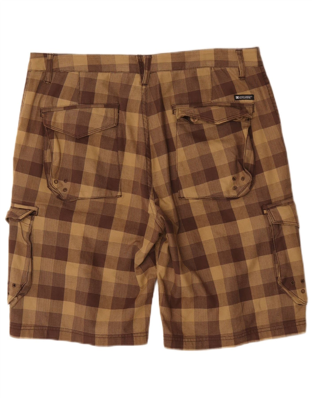 DC Mens Cargo Shorts W34 Large Brown Check Cotton