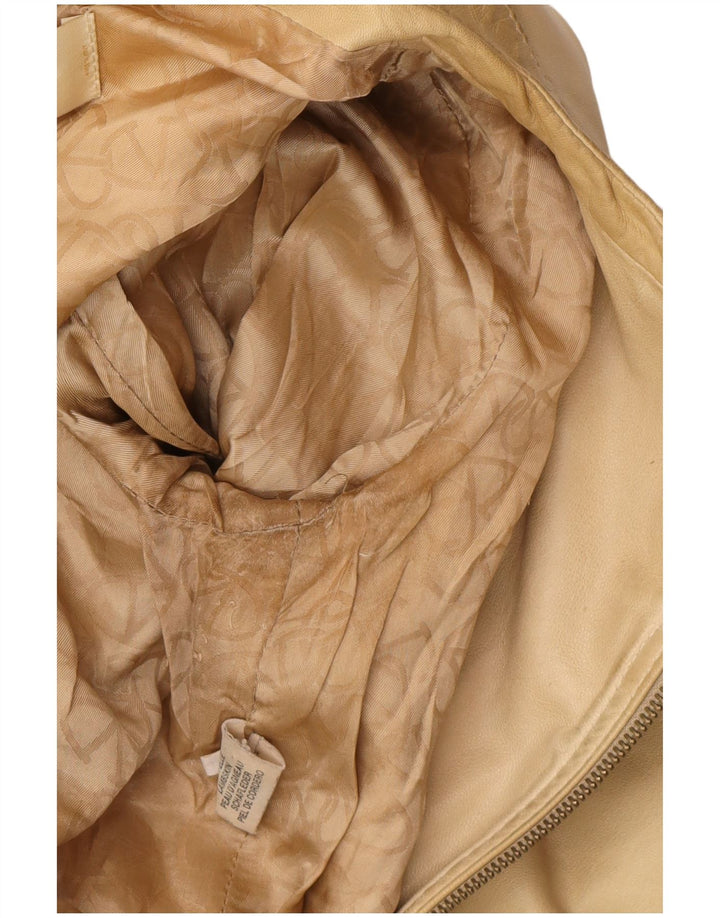 Valentino Womens Crop Leather Jacket IT 40 Small Beige Leather