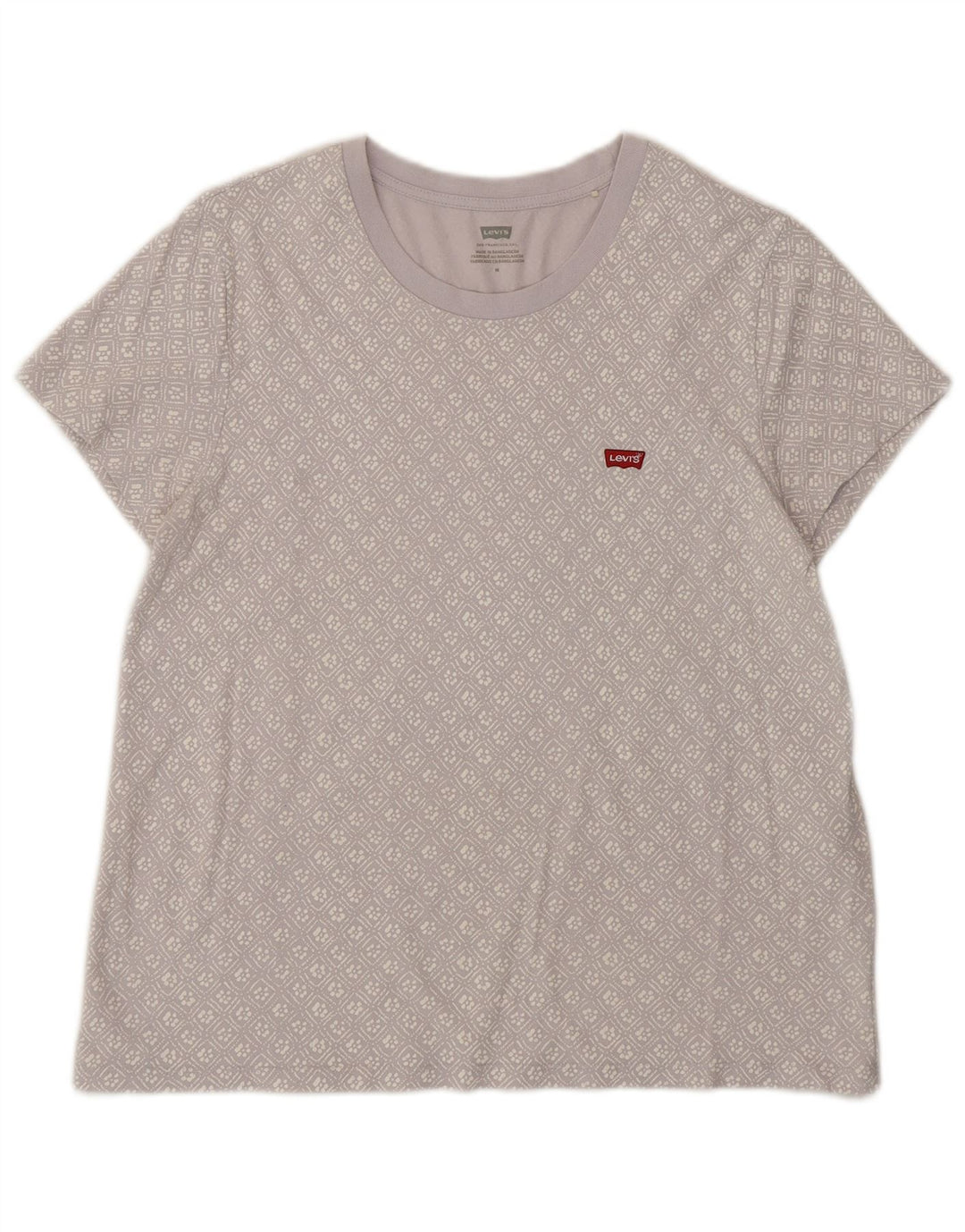 Levi's Womens Graphic T-Shirt Top UK 14 Medium Lilac Geometric Cotton