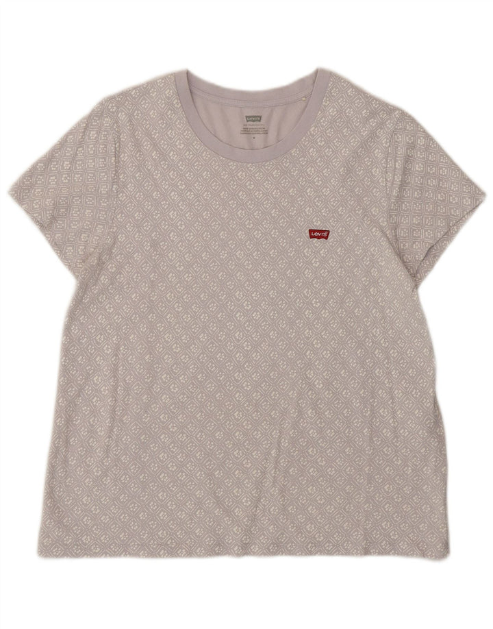 Levi's Womens Graphic T-Shirt Top UK 14 Medium Lilac Geometric Cotton