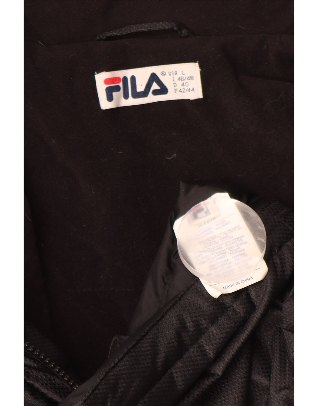 FILA Womens Graphic Windbreaker Coat UK 16 Large Black Colourblock