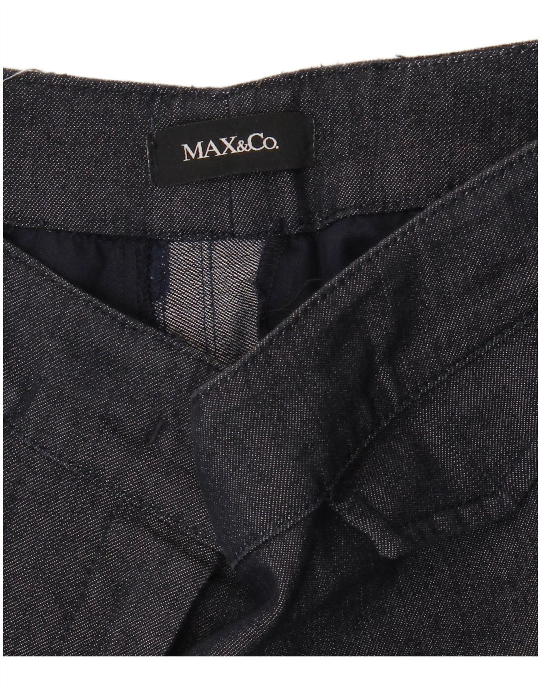 MAX & CO. Womens Low Waist Straight Casual Trousers W30 L26 Navy Blue