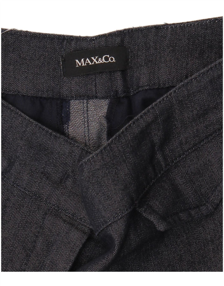 MAX & CO. Womens Low Waist Straight Casual Trousers W30 L26 Navy Blue