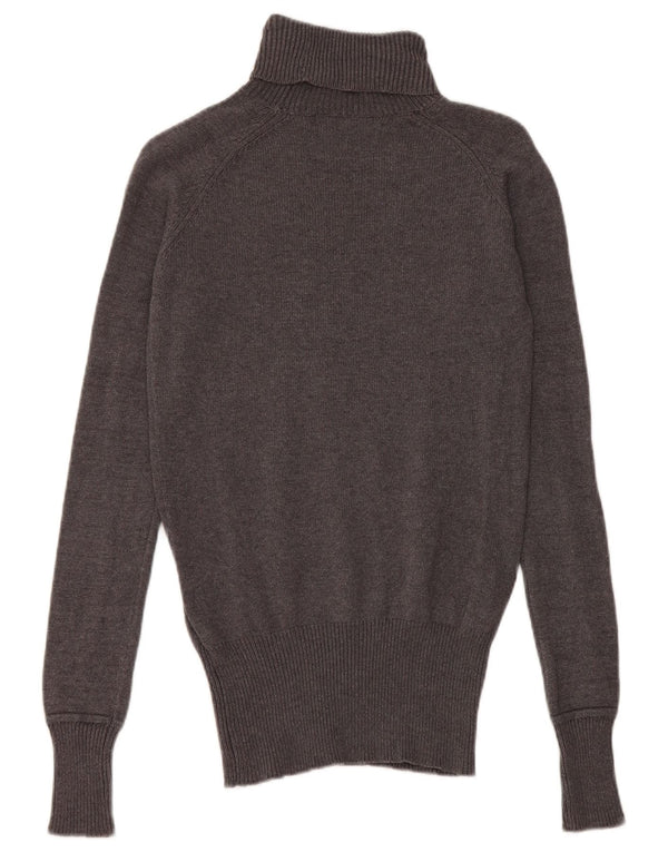 Zara Womens Roll Neck Jumper Sweater UK 12 Medium Grey Cotton